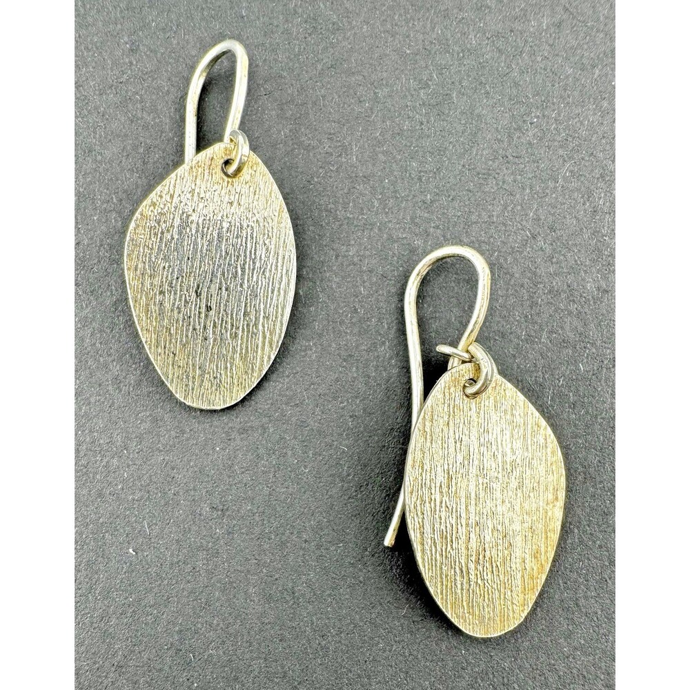 TOUS Spain Sterling Silver Dangle Earrings Brushed Oval Drops Vintage Signed